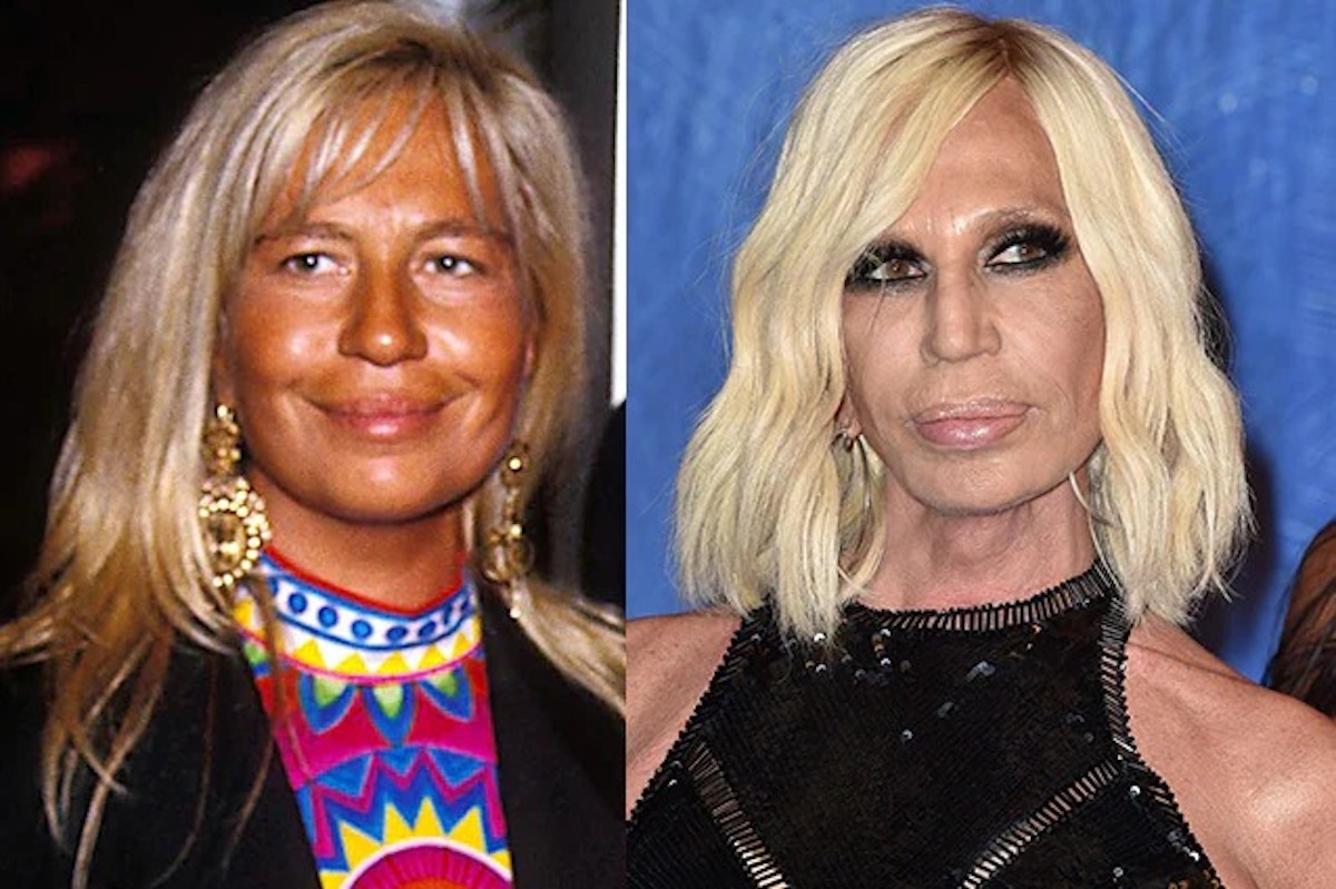 Donatella Versace in abito luccicante