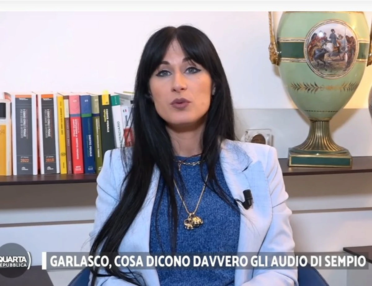 L’avvocato Angela Taccia durante un intervento sul caso Garlasco