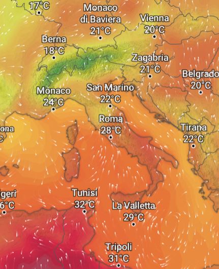 Previsioni meteo con temporali e caldo