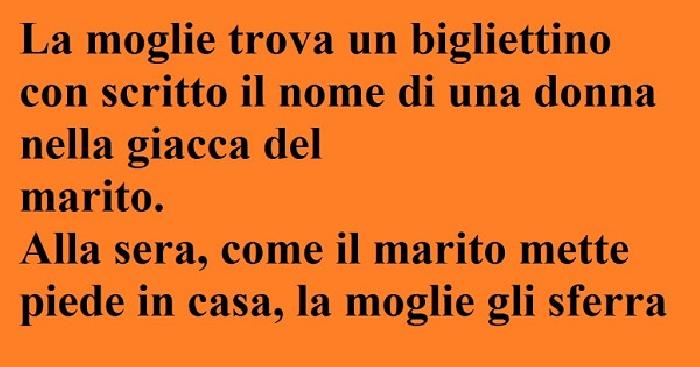 La Moglie Trova Nella Giacca Del Marito Un Bigliettino Con Scritto Barzelletta
